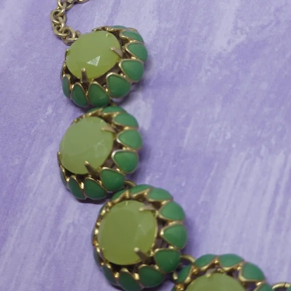 J Crew Lime Green Enamel Cupcake Style Statment Necklace - Picture 5 of 8